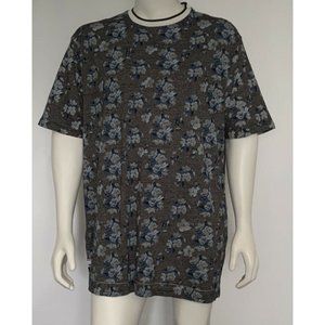 Men’s TShirt Size 3XL Huntington BC  blue Floral Short Sleeve, Crew Neck